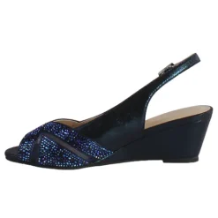 Glamour Heels<Peep Toe Wedges - Minsk - Navy
